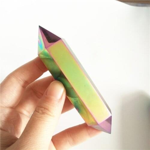 Wholesale Rainbow Aura Bismuth Titanium Silicon Quartz Crystal Double Points