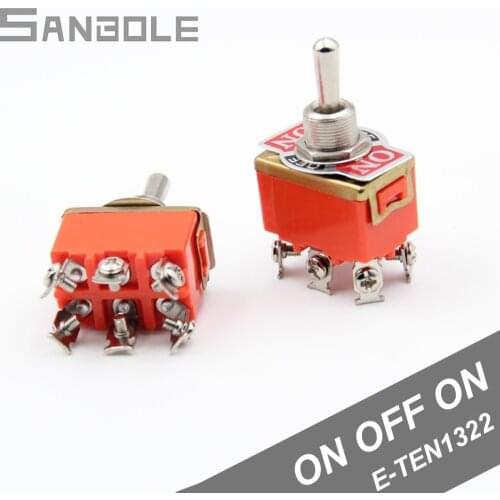 Toggle Switch ON-OFF-ON double-pole, double-throw DPDT Mode Power Supply Rocker Arm Switch 6 Foot 3 Position 1322 (10PCS)