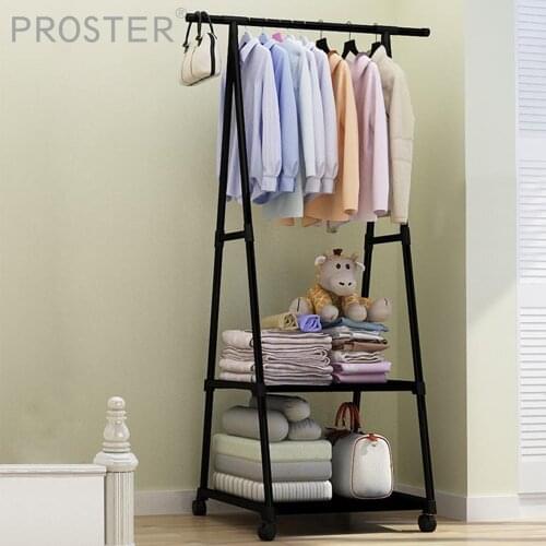 PROSTER Multi-Function Removable Clothes Hanger Heavy Metal Rail Storage Hat Hanging Display Standing Rack Hold 30kg with Wheels