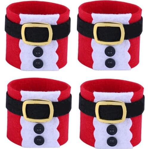 4PCS Christmas Napkin Ring Decorative Santa Clothes Napkin Band Napkin Wrap