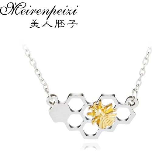 Unique Hive Bee Jewelry Cute Simple Honeycomb Beehive Honeybee Necklace Pendant Collares Fashion Gift for Girls Women
