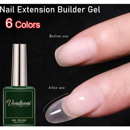 Vendeeni 6 Colors UV Poly Extension Builder Gel Nail Polish Pink Clear Quick Nail Extension Building Gel Varnish For Manicure