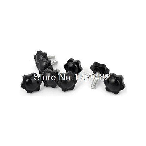 M6 x 20mm Male Thread 25mm Star Head Dia Screw On Type Clamping Knob 8Pcs