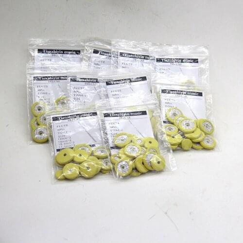 Yellow Flute Pads 16 Open Hole Standard Size Pads Casings Mat Sound Hole Pad Instrument Repair Parts sheepskin pad