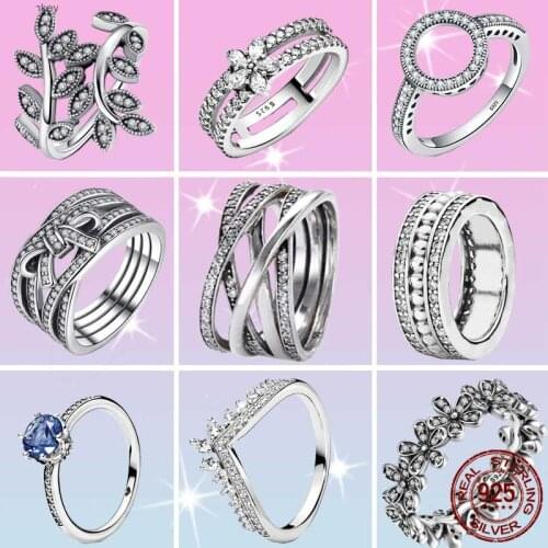 2021 New Hot Sale 100% 925 Sterling Silver Rings Wholesale Popular Flower Lucky Rings For Women Jewelry Making Dorpshipping