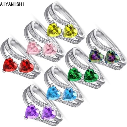 AIYANISHI 925 Sterling Silver Wedding Rings for Women Heart Sona Diamond Rings Engagement Band Rings Party Jewelry Accessories