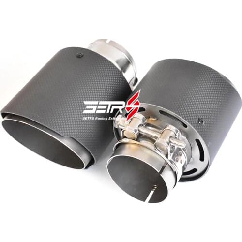 1PC OD 76 mm 3.0 inch Car Exhaust System Matte Carbon Muffler Tip Tail End Stainless steel Straight Flange Sandblasting For BMW
