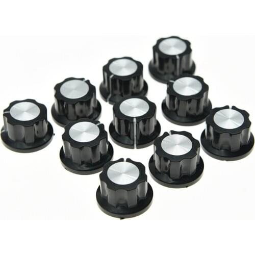 10pcs Black W/ Chrome Cap Effects Pedal Knobs Push on Knob Fits BOSS Effects Fluted Slide Potentiometer Knob