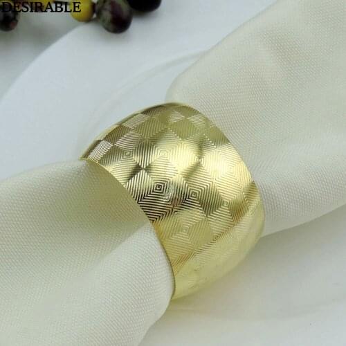 10 Pcs/set Golden Pattern napkin ring napkin buckle napkin holder for hotel dining table and wedding party banquet decoration
