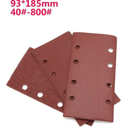 10pcs 93x185mm 8 hole Square flocking sandpaper self-adhesive sandpaper Porous back velvet disc Wood Polish Tools