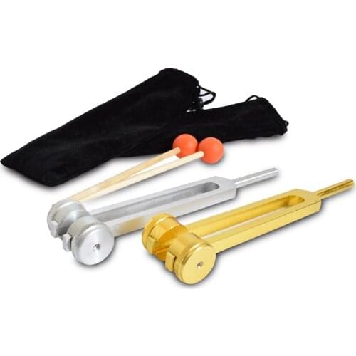 128Hz fork Neural tuning fork mining ear testing tuning fork aluminum fork Gold and silver and Black bag