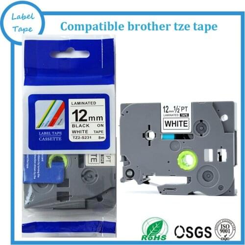 4PK 12mm tz-s231 Strong Adhesive tape compatible brother P-touch Tze label tape Tze-S231 Tzes 231