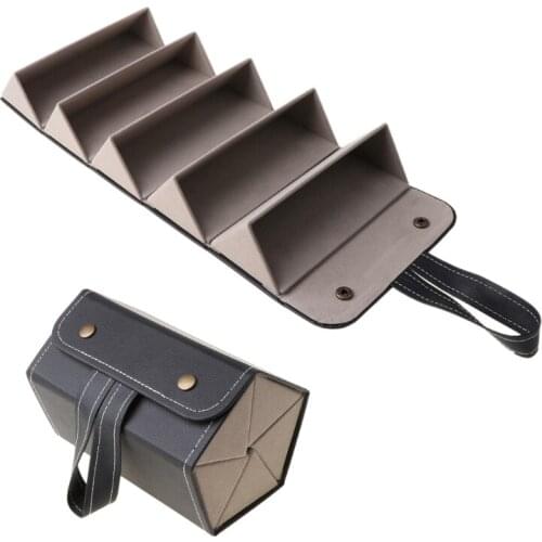 5 Slots Foldable PU Leather Sunglasses Eyeglasses Travel Organizer Case Multiple Hanging Eyewear Holder Display Drop Ship