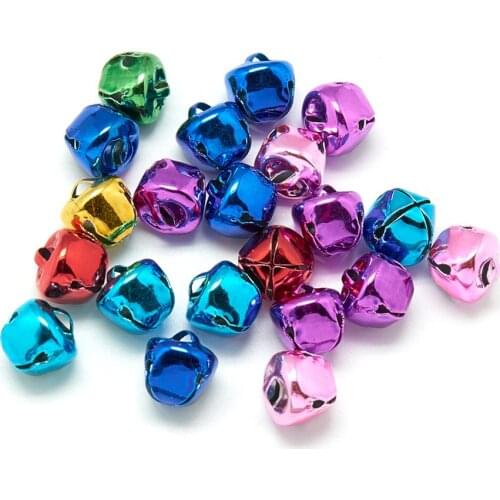 500pcs Mixed Color 6 8 10mm Mini Iron Jingle Bells Charms Pendants Fit for DIY Christmas Crafts Decoration Jewelry findings