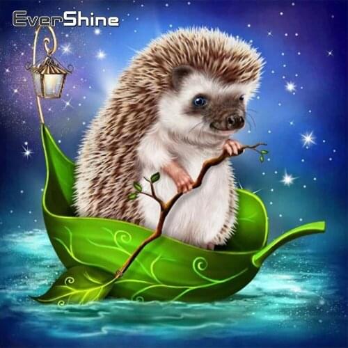 EverShine DIY 5D Diamond Painting Full Square Hedgehog Cross Stitch Diamond Mosaic Cartoon Picture Rhinestones Children Gift