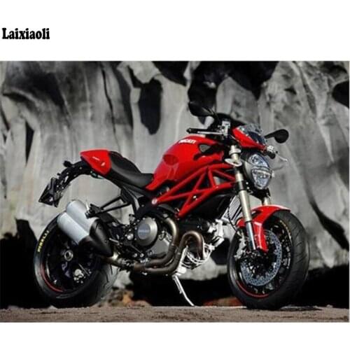 5D Full Diamond Painting Diamond Embroidery Handmade Motorcycle Red Needlework Mosaic Cross Stitch Home Decor white black arts