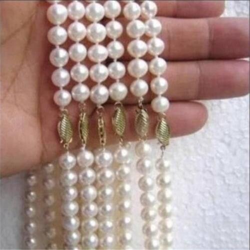 Wholesale noble 6pcs 7-8mm white akoya pearl necklace 18"