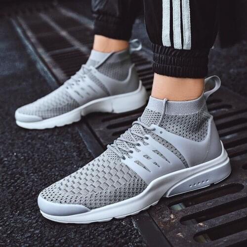 Big Size Summer Sneakers Socks Men Running Shoes Sneakers Men Sports Shoes Man Sport Sneakers for Men Gray Knit Tennis GME-1258