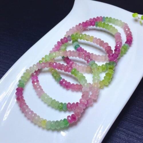 Top Quality Natural Colorful Tourmaline Bracelet 7mm Clear Round Abacus Beads Brazil Women Men Crystal Tourmaline AAAAAA