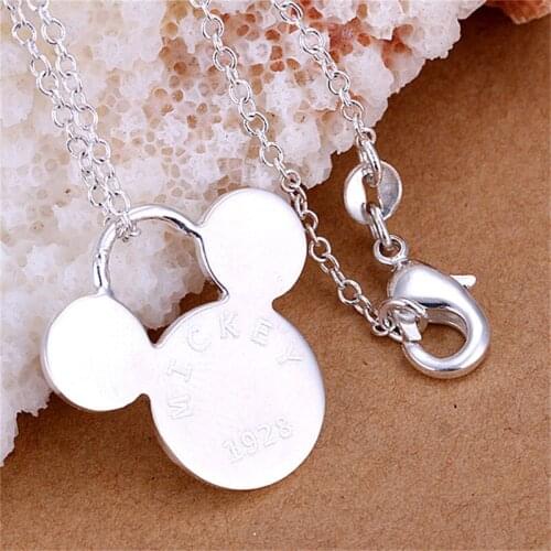 New 925 Sliver Delicate Mouse Head Pendant Link Chain Necklace Fashion Jewelry For Women&Girls Beautiful Wedding BirthdayGift