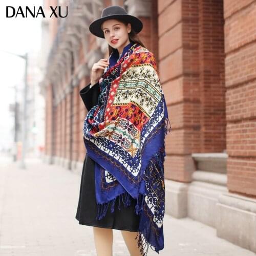 DANA XU Bufanda Mujer Wool Poncho Head Women Lady Carf And Warm Shawl Stoles Bandana Scarf Hijab Luxury Brand Pashmina Winter