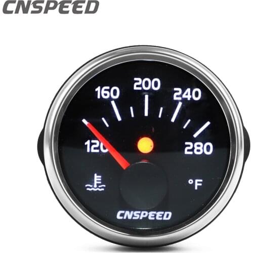 2" 52mm Water Temperature Gauge 12v Racing Car 120-280 °f Temperature Sensor With Backlight White Led Red Pointer