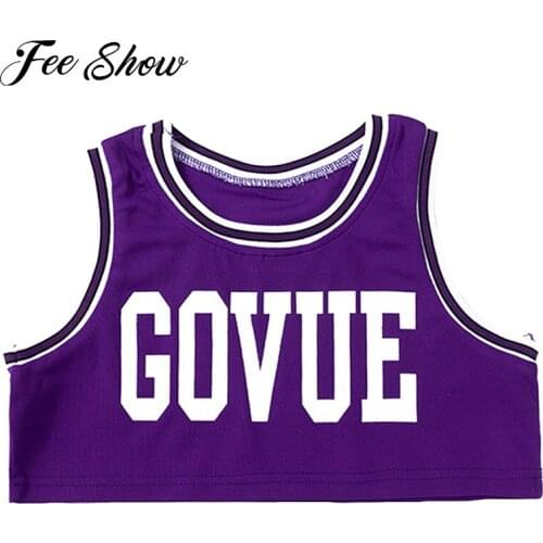 Kids Girls Cotton Summer Sport Tops Running Vests Top Sleeveless Letters Print Casual Cropped T-shirt for Jazz Dance Sportswear