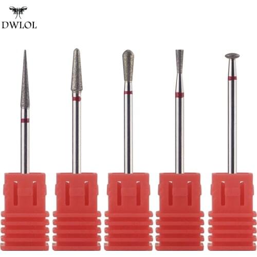 5 Types Diamond Nail Drill Bit Rotary Burr Cuticle Clean Electric Bits For Manicure Drill Accessories Nail Mill Cutter A01-A05