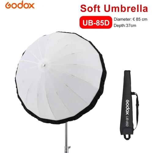 Godox UB-85D 85cm White Parabolic Reflective Transparent Soft Umbrella Studio Light Umbrella with Black Silver Diffuser Cover