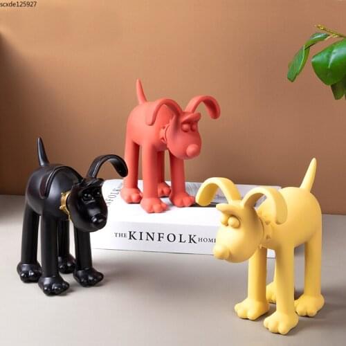 Creative Resin Color Dog Cartoon Cute Animal Sculpture Crafts Childrens Room Decoration Figurines Birthday Gift Bookcase Decor