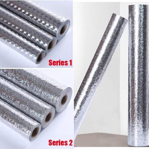 Kitchen cupboard Wall Stove Aluminum Foil Oil-proof Stickers Anti-fouling High-temperature Self-adhesive Wallpaper Wall Sticker
