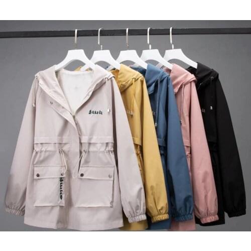 Spring Autumn Jacket Women 2021 New Wild Casual Windbreakers Female Short Hooded Coats Plus size Loose Jacket Tops Zipper Pocket