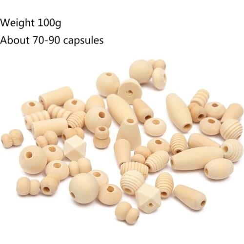 LXAF 100g Assorted Natural Wooden Beads Unfinished Loose Spacer Bead for Crafts Bracelet Necklace Jewelry Making DIY Supplies