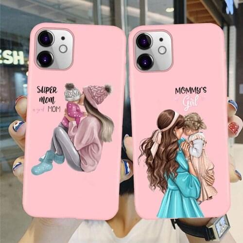 Black Brown Hair Dear Baby Mom Girl son Queen 01 soft cover For iPhone 7 12 6s 8 Plus 6 11 pro max X XS Se20 XR mommy pink case