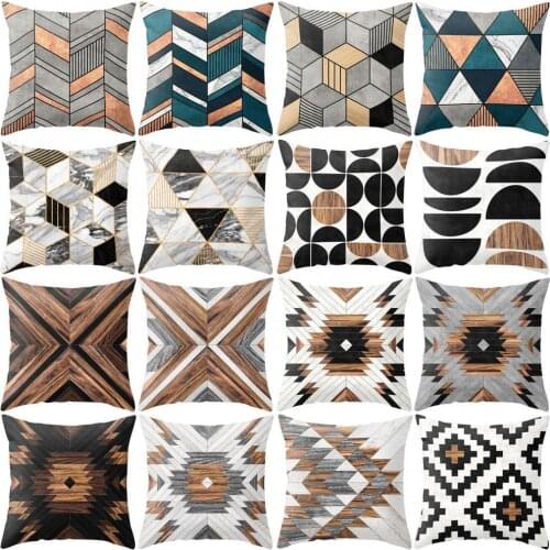 Geometric Print Pillowcase Bed Sofa Cushion Protective Cover Household Ornament Geometric Print Pillowcase