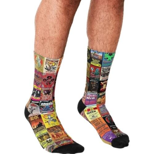2021 Funny Socks Men harajuku Rock Band Socks personality Printed Happy hip hop Novelty Skateboard Crew Casual Crazy Socks