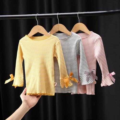 Baby Girls Soft Pure Cotton Full Sleeve Striped Shirt Kid Clothes Children Toddler New Loose Comfort Tops Underwears 2-6 Year