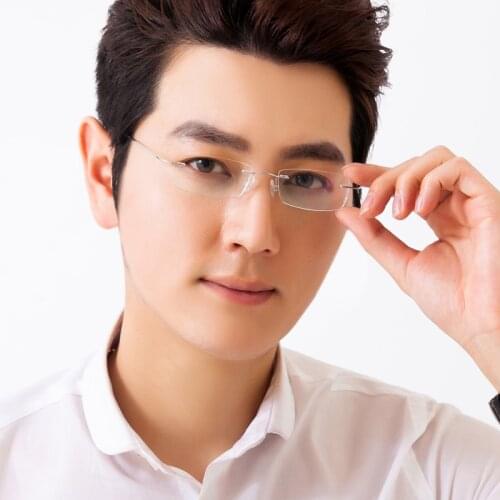 Rimless glasses frame titanium myopia radiation frame trimming flat glasses frame shipping business men and women