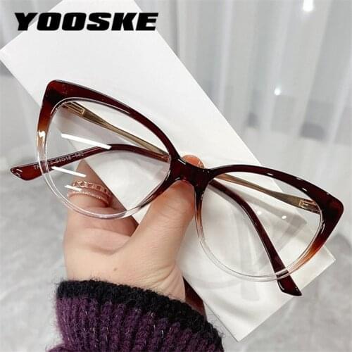 YOOSKE Anti Blue Light Blocking Glasses Frames Women Vintage Cat Eye Eyeglasses Ladies Computer Optical Frame Clear Spectacles