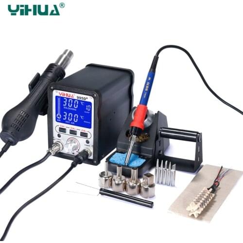YIHUA 995D+ Soldering Station 60W Electric Soldering Iron 650W DIY Hot Air Gun Welder BGA SMD Repair Rework Station tools Kit