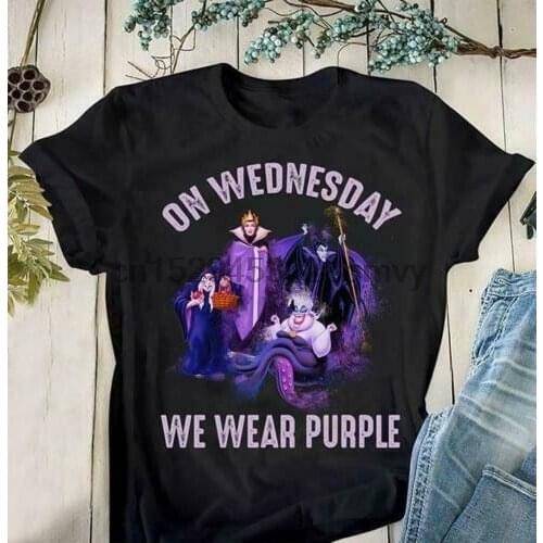 Villain On Wednesday We Wear Purple Ladies Shirt Gift Printed in US