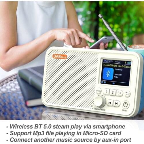 Portable DAB/DAB+ & FM Digital Radio with Bluetooth and TF Card Mp3 Play, 2.4 Inch Colour LCD Screen
