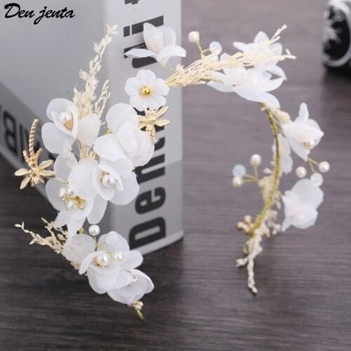 White Wedding Headdress Starry Dried Flower Hair Band Bride Head Flower HeadBand Hair Accessories