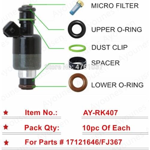 Fuel Injector Repair Kits For 17121646 21007593 Free shipping 10sets For Daewoo Lanos1.6L Saturn SC SL SW 1.9L(AY-RK407)
