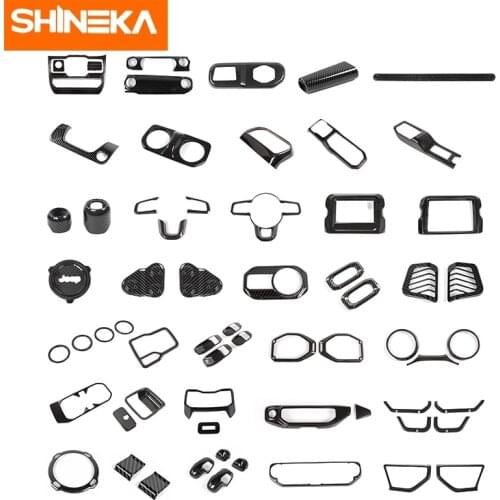 SHINEKA Car Carbon Fiber Interior Decoration Cover Stickers ABS Accessories For Jeep Gladiator JT For Jeep Wrangler JL 2018-2021