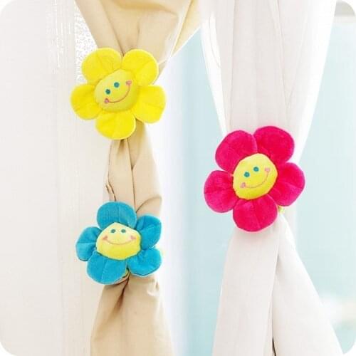 Sun flower curtain buckle Tie Rope cartoon cute kawaii curtain strap curtain tieback clip Plush toy home decoration accessories