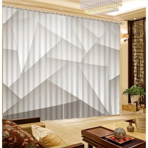 Blackout/Sheer Window Curtains For Living room Bedroom Curtains Drapes Cortinas Para Angular Geometric Patterns 3D Curtain