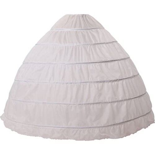 Womens 6 Hoop Skirt Floor Length Crinoline Petticoat For Quinceanera Dress