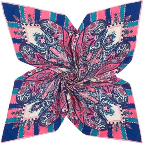 100% Silk Scarf Women Square Scarves Wraps 2019 Bohemia Geometric Flowers Bandana Female Foulard Shawl Hijab Lady Bufandas