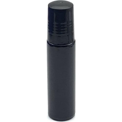 1pcs Empty 10ml Roller Black Glass Bottle Perfume Essential Oil Jar 10cc Roll-On Vial Plastic Cap